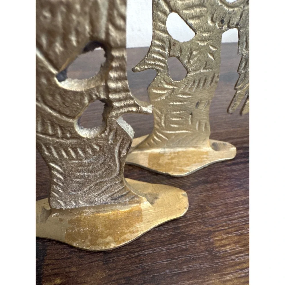 Vintage Brass Angel Candle Holders Set‎ of 2 Trumpet Heralding Angel Brutalist